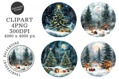 Watercolor Christmas Coaster Clipart Product Image 1