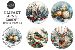 Watercolor Christmas Coaster Clipart Product Image 1