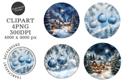 Watercolor Christmas Coaster Clipart Product Image 1