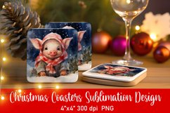 Baby Animal Christmas Coaster Sublimation PNG Product Image 1