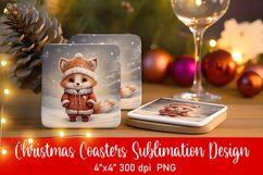 Baby Animal Christmas Coaster Sublimation PNG Product Image 1