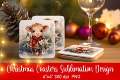Baby Animal Christmas Coaster Sublimation PNG Product Image 1