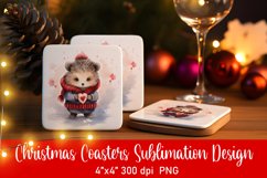 Baby Animal Christmas Coaster Sublimation PNG Product Image 1