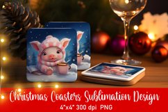 Baby Animal Christmas Coaster Sublimation PNG Product Image 1