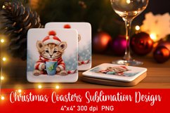 Baby Animal Christmas Coaster Sublimation PNG Product Image 1