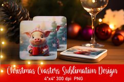Baby Animal Christmas Coaster Sublimation PNG Product Image 1