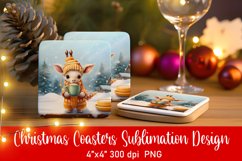 Baby Animal Christmas Coaster Sublimation PNG Product Image 1