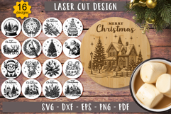Christmas coaster svg Laser engraving files