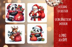 Christmas santa claus animal Sublimation Coaster Design Product Image 1