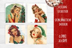 Christmas pin up girl Square Coaster Sublimation Design Product Image 1