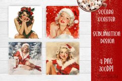 Christmas pin up girl Square Coaster Sublimation Design Product Image 1