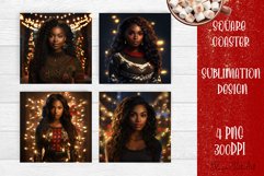 Christmas Santa Claus girl Square Coaster Sublimation Design Product Image 1