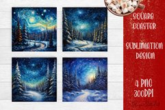 Christmas tree Square Coaster Sublimation Design Product Image 1