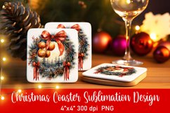 Vintage Christmas Coaster Sublimation PNG Product Image 1