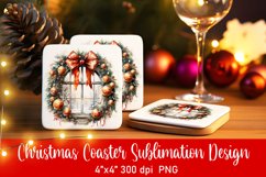 Vintage Christmas Coaster Sublimation PNG Product Image 1