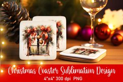 Vintage Christmas Coaster Sublimation PNG Product Image 1
