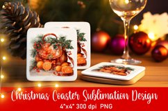 Vintage Christmas Coaster Sublimation PNG Product Image 1