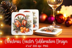 Vintage Christmas Coaster Sublimation PNG Product Image 1