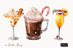 Watercolor Christmas Cocktails | Christmas PNG Product Image 1