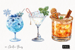 Watercolor Christmas Cocktails | Christmas PNG Product Image 1