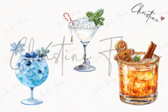 Watercolor Christmas Cocktails | Christmas PNG Product Image 3