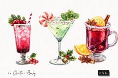 Watercolor Christmas Cocktails | Christmas PNG Product Image 1