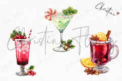 Watercolor Christmas Cocktails | Christmas PNG Product Image 3