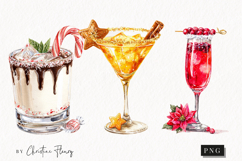 Watercolor Christmas Cocktails | Christmas PNG Product Image 1