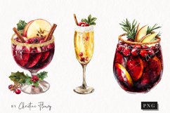 Watercolor Christmas Cocktails | Christmas PNG Product Image 1