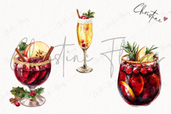 Watercolor Christmas Cocktails | Christmas PNG Product Image 3