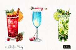 Watercolor Christmas Cocktails | Christmas PNG Product Image 1
