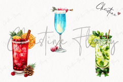 Watercolor Christmas Cocktails | Christmas PNG Product Image 3