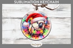 Christmas Cockatoo v2 Entangled in Lights Round Keychain Product Image 1