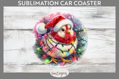 Christmas Cockerel Entangled in Lights Car Coaster Sublimati Product Image 1