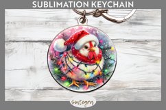 Christmas Cockerel Entangled in Lights Round Keychain Sublim Product Image 1