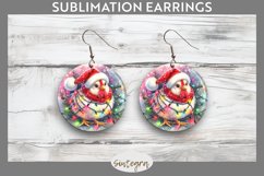 Christmas Cockerel Entangled in Lights Round Earrings Sublim Product Image 1