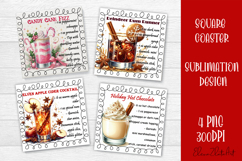 Square coaster holder, cocktail recipes, sublimation designs Product Image 1
