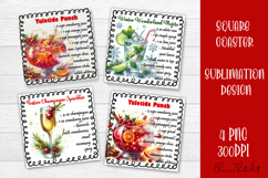 Square coaster holder, cocktail recipes, sublimation designs Product Image 1