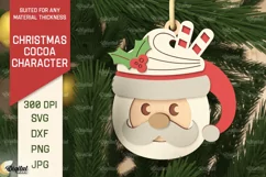 3D Christmas cocoa Santa Claus Laser Cut. Xmas Ornament SVG Product Image 1