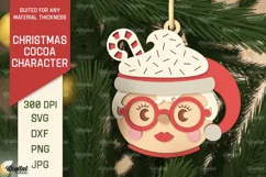 3D Christmas cocoa Mrs Claus Laser Cut. Xmas Ornament SVG Product Image 1