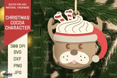 3D Christmas cocoa dog Laser Cut. Xmas tree Ornament SVG Product Image 1