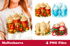Christmas Coffee Sublimation | Festive Holiday Drink Clipart Product Image 1