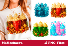Christmas Coffee Sublimation | Festive Holiday Drink Clipart Product Image 1