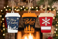 Christmas Coffee Cup Ornament SVG, Laser Cut File Product Image 2