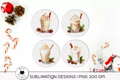 coasters with christmas coffee illustrations