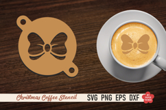 Christmas coffee stencil SVG with festive latte art designs for laser cutting.