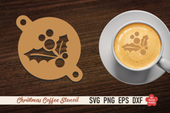Christmas coffee stencil SVG with festive latte art designs for laser cutting.
