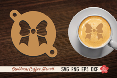 Christmas coffee stencil SVG with festive latte art designs for laser cutting.