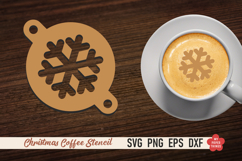 Christmas coffee stencil SVG with festive latte art designs for laser cutting.