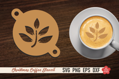Christmas coffee stencil SVG with festive latte art designs for laser cutting.